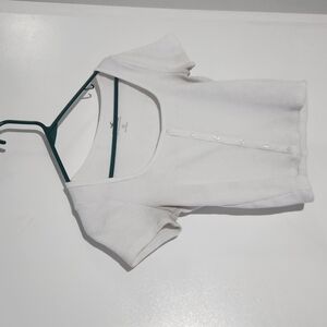 White Button-Up Ribbed Top
